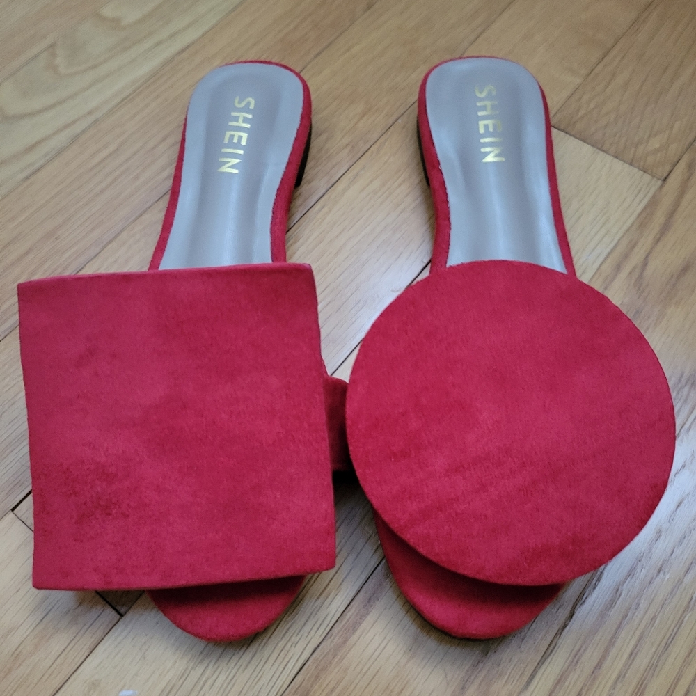 Fun Faux Red Suede Sandals